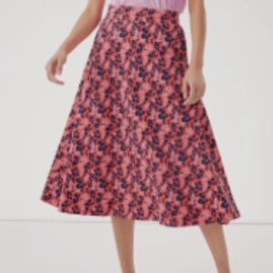 Pact. Women's Fit & Flare Midi Skirt - Small - Sweet Floral Cayenne